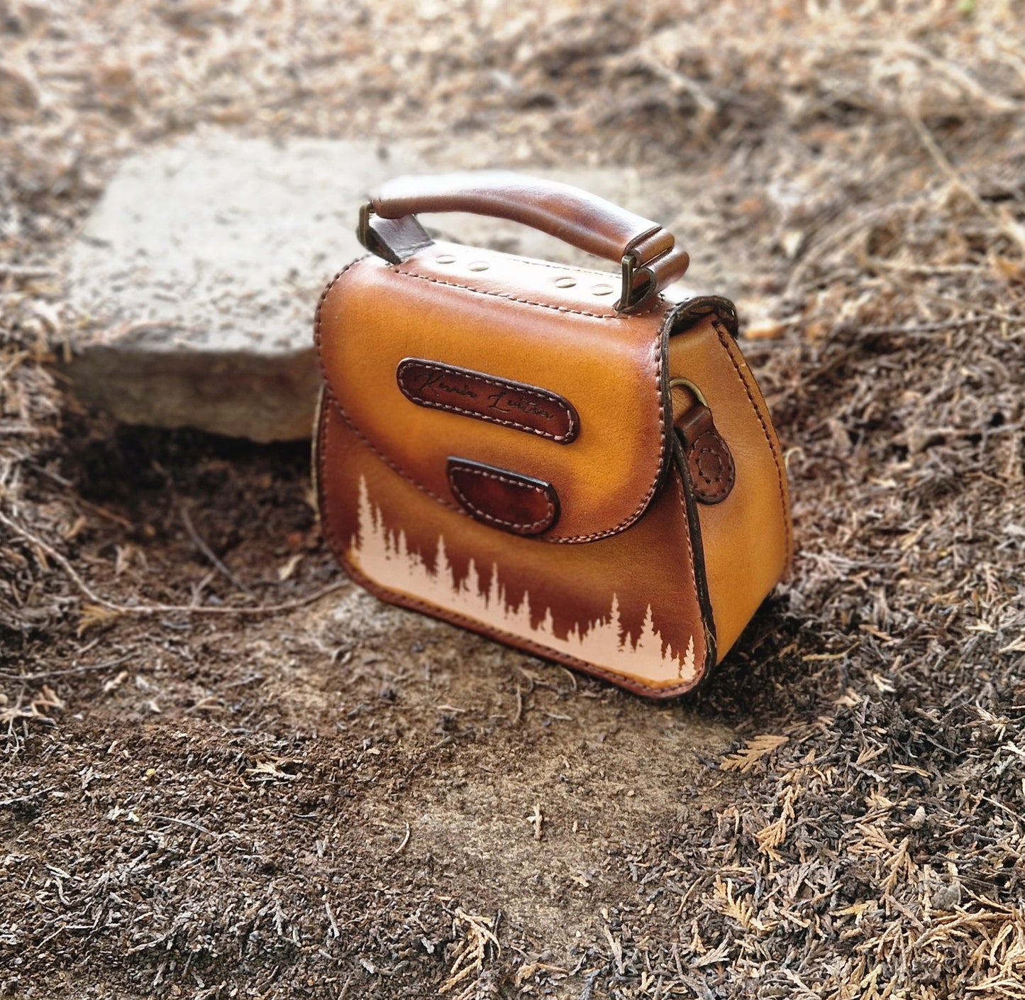 Saddlebag with winter treeline motif