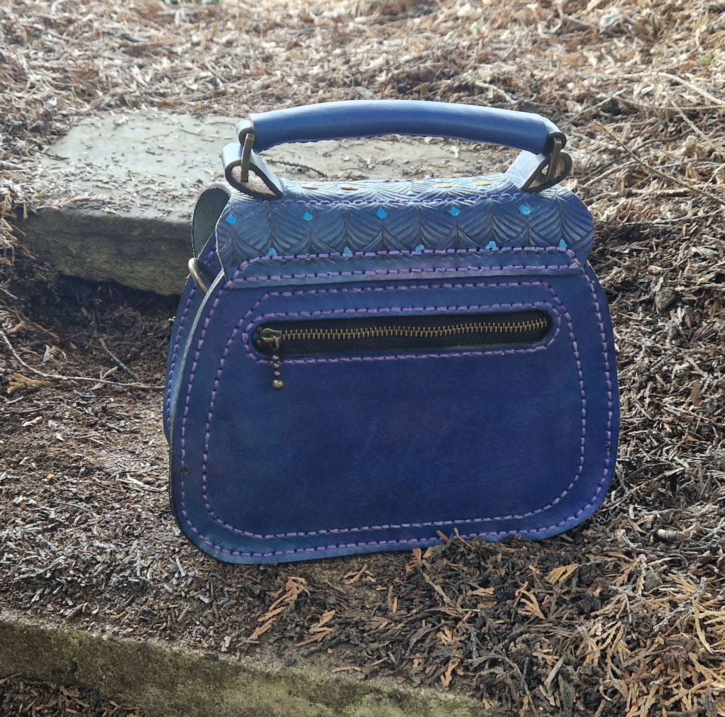 Saddlebag, hand-tooled art deco design