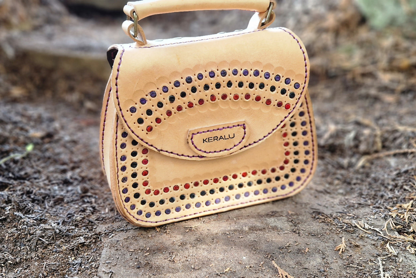 Saddlebag tooled and leather inlay