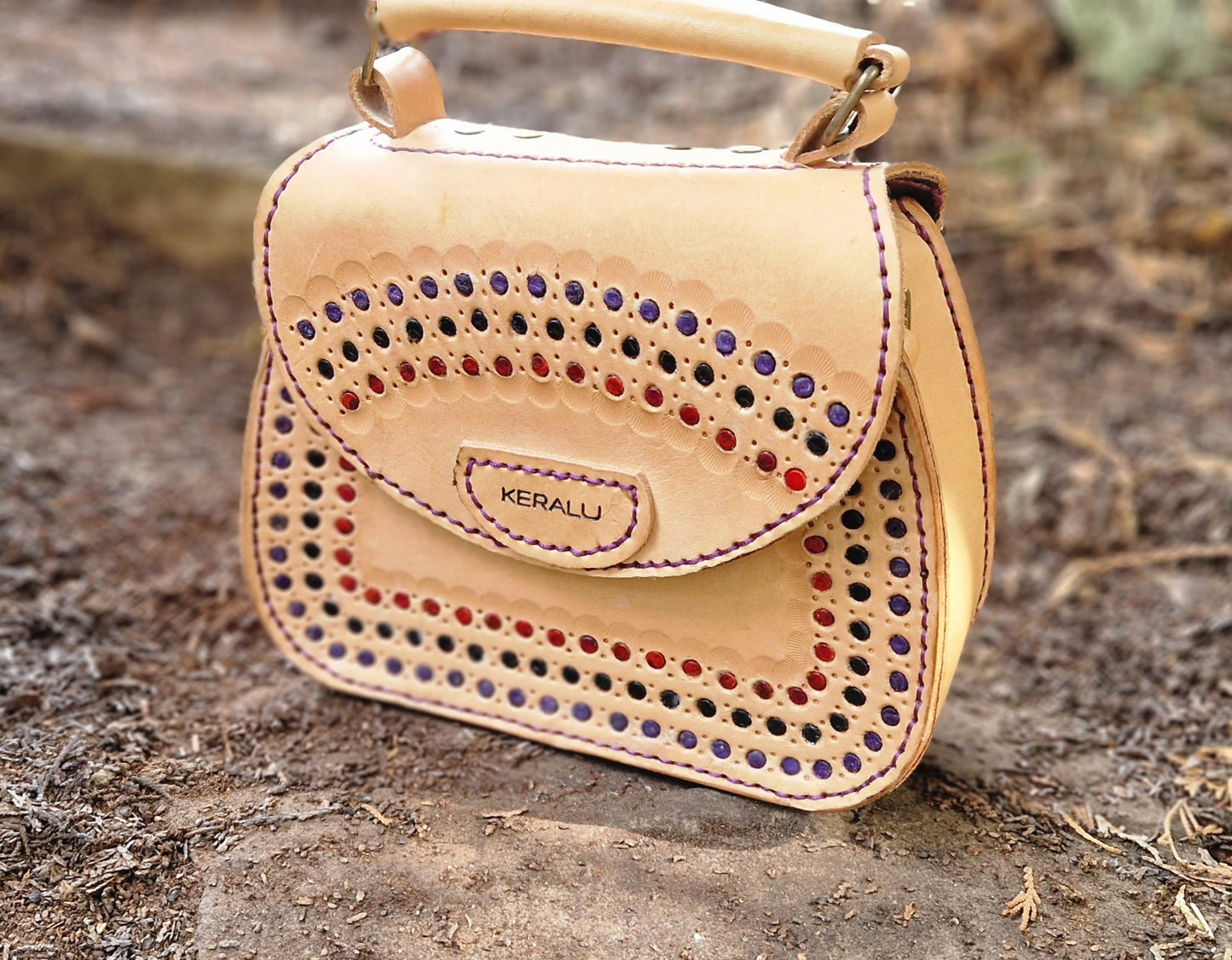 Saddlebag tooled and leather inlay