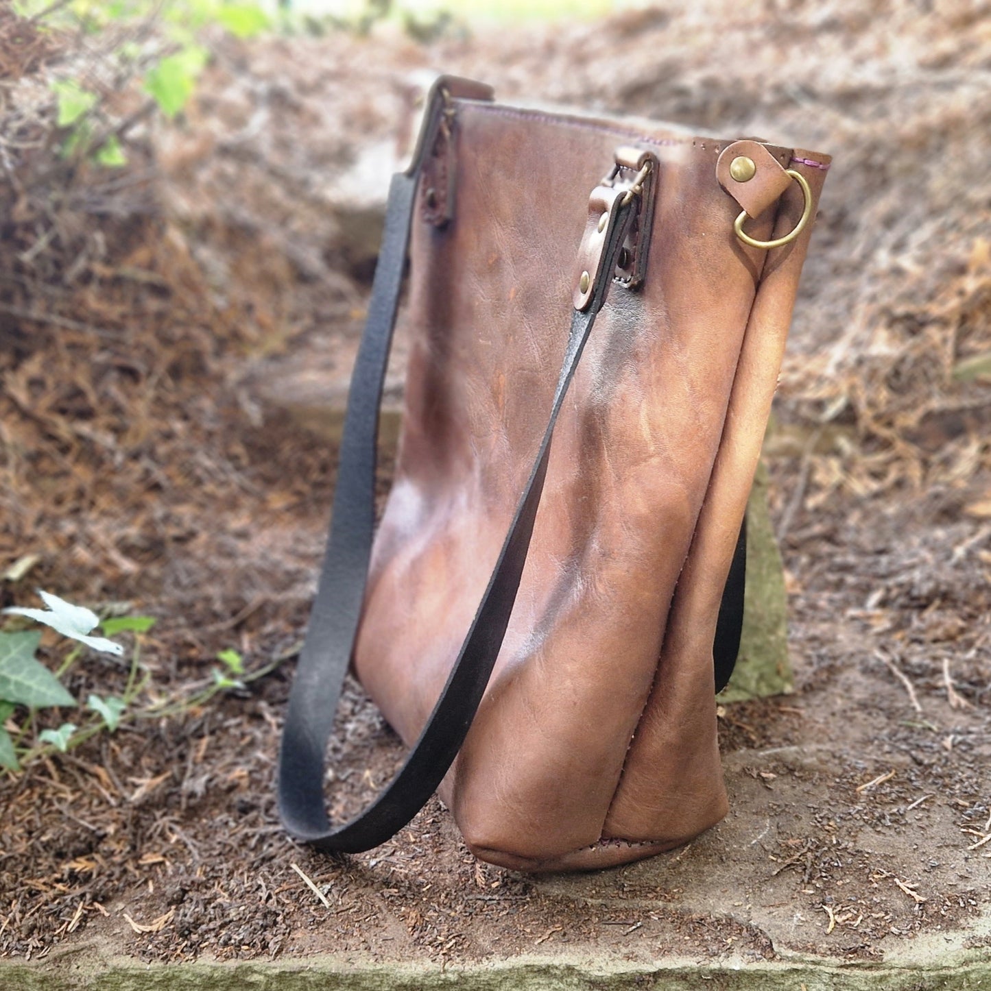 Pull-up leather tote.