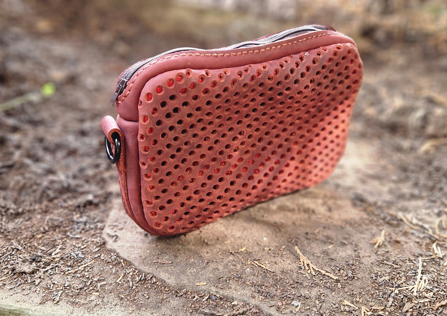 Evening clutch with sparkly leather underlay