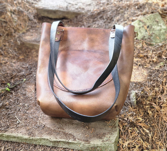 Pull-up leather tote.